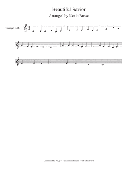 Beautiful Savior (Easy key of C) - Trumpet (arr. Kevin Busse)