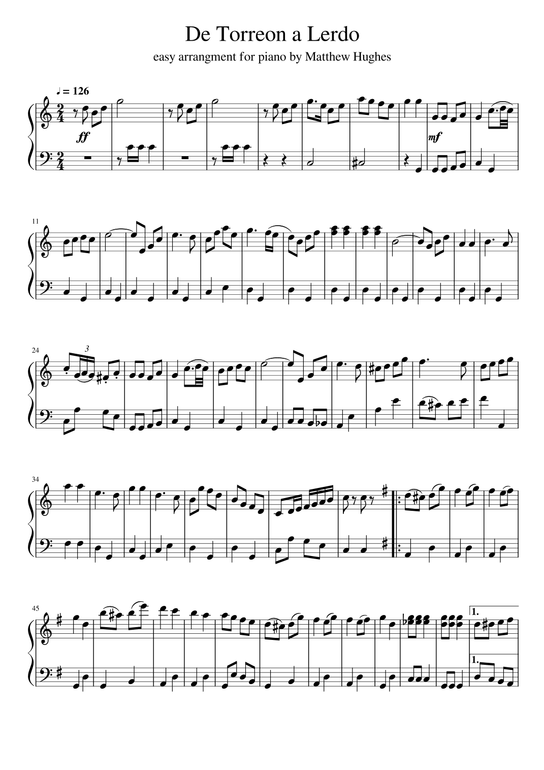 De Torreon A Lerdo (arr. Matthew Hughes)