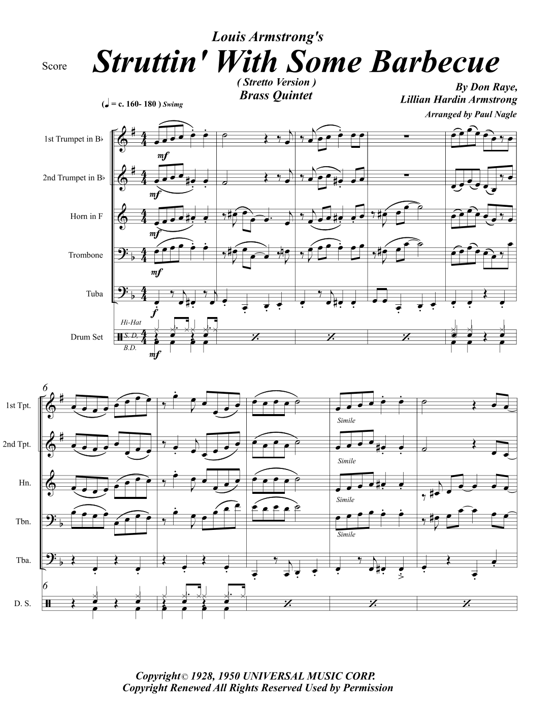 Struttin' With Some Barbecue (arr. Paul Nagle)