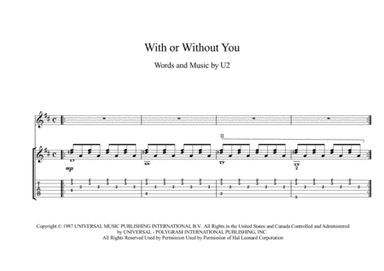 With Or Without You (arr. PianoSheetNow)