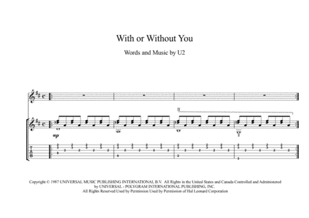 With Or Without You (arr. PianoSheetNow)