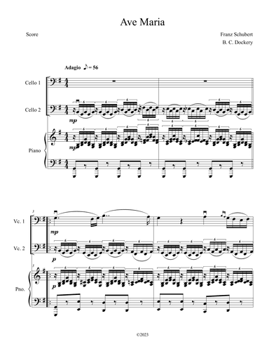 Ave Maria (Cello Duet with Piano Accompaniment) (arr. B. C. Dockery)