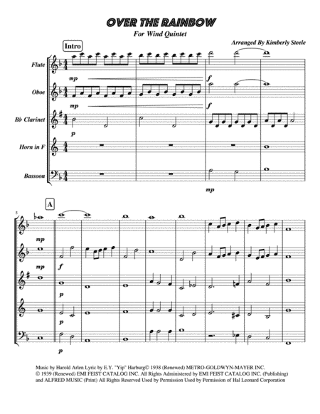 Over The Rainbow (from The Wizard Of Oz) (arr. Kimberly Steele)