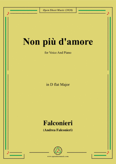 Falconieri-Non più d'amore,in D flat Major,for Voice and Piano (arr. MSM)