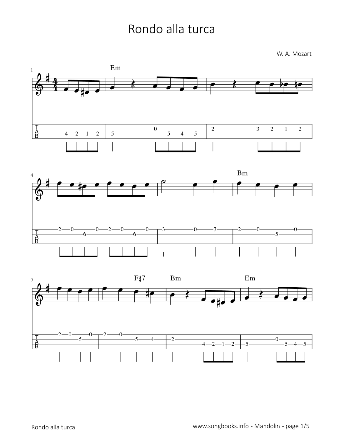 Rondo alla turca - W. A. Mozart (arr. songbooks.info)