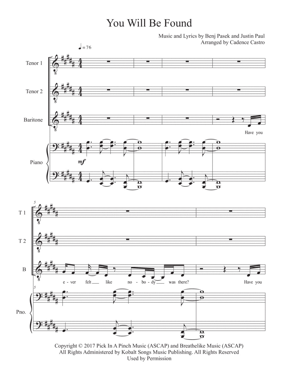 You Will Be Found (arr. Cadence Castro)