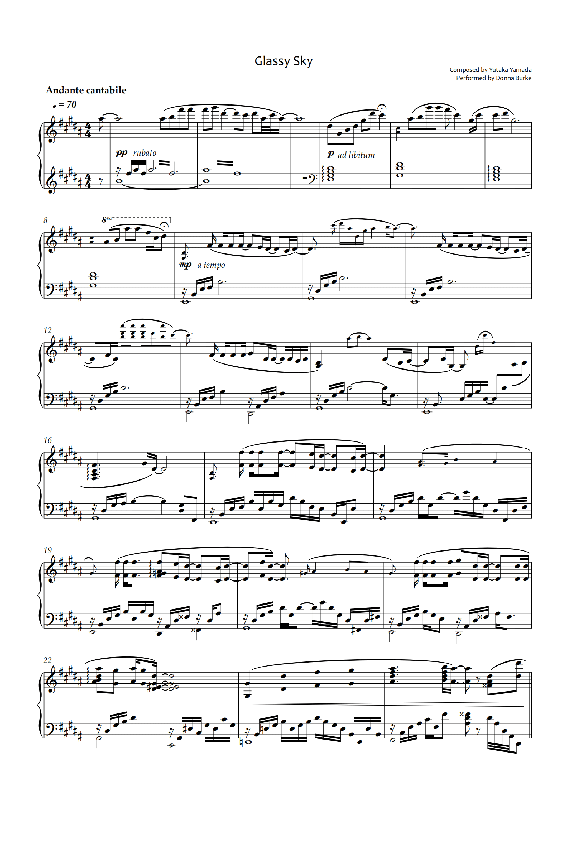 Glassy Sky (arr. Yutaka Yamada)