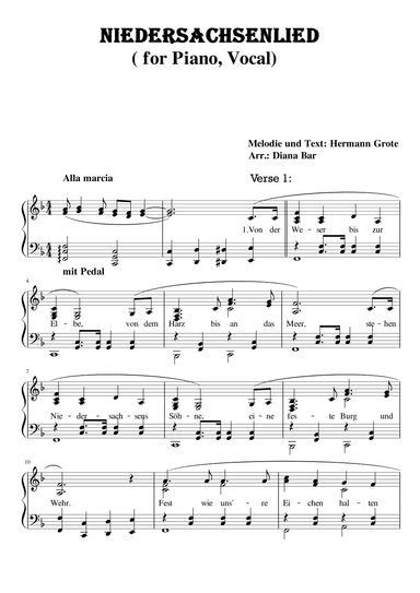 Niedersachsenlied (arr. Diana Bar)