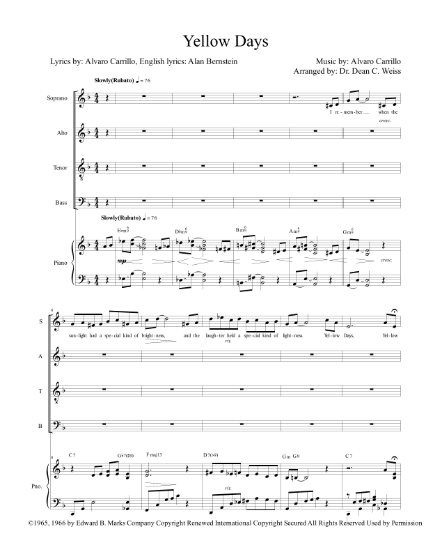 Yellow Days (arr. DCW Productions)