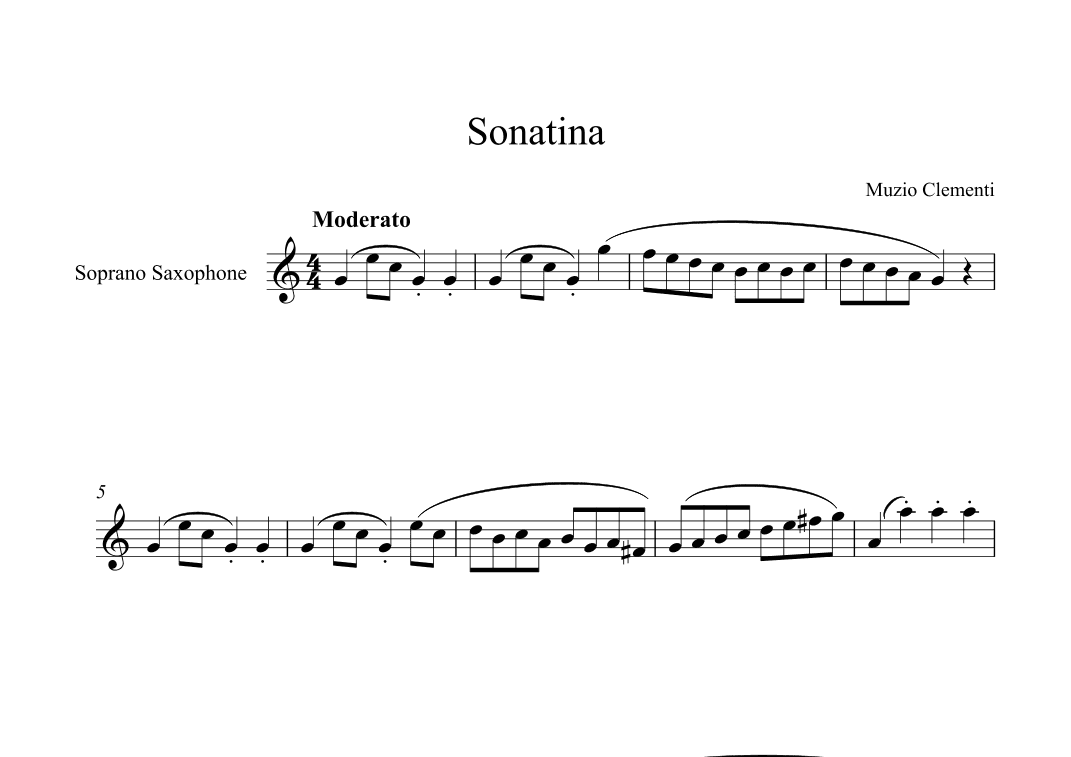 Sonatina (In C Major) - Muzio Clementi (Soprano Sax) (arr. Digital Book Music)