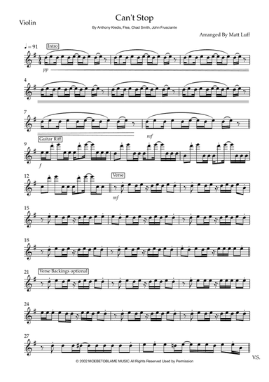 Can't Stop (arr. Matt Luff)