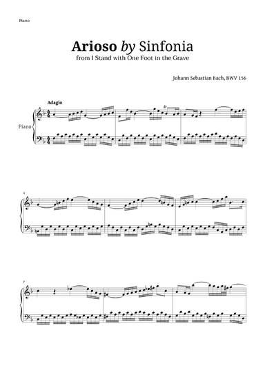 Arioso from Cantata 156 by Bach for Piano (arr. Langanho)