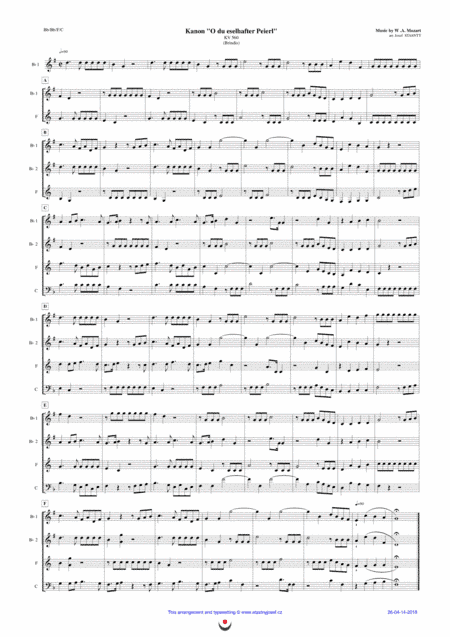 Canon Brindis (Mozart: "O du eselhafter Peierl") (arr. Josef STASTNY)