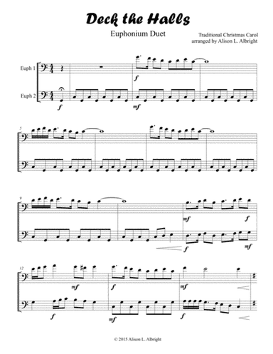 Deck the Halls (Euphonium or Cello Duet) (arr. arranged by Alison L. Albright)