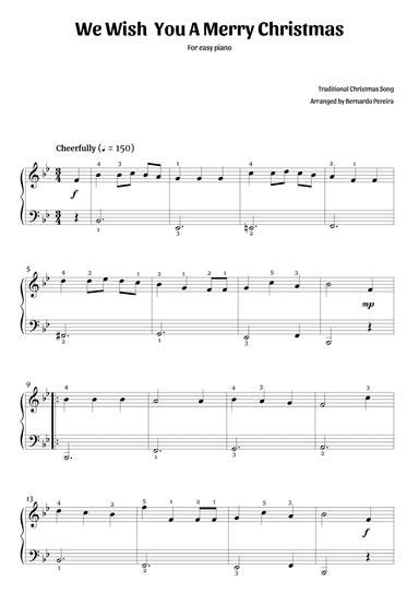 We Wish You A Merry Christmas (easy piano – Bb major) (arr. Bernardo Pereira)