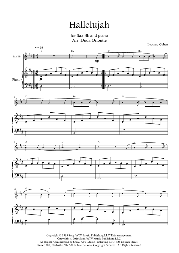 Hallelujah (arr. Duda Oriontte)