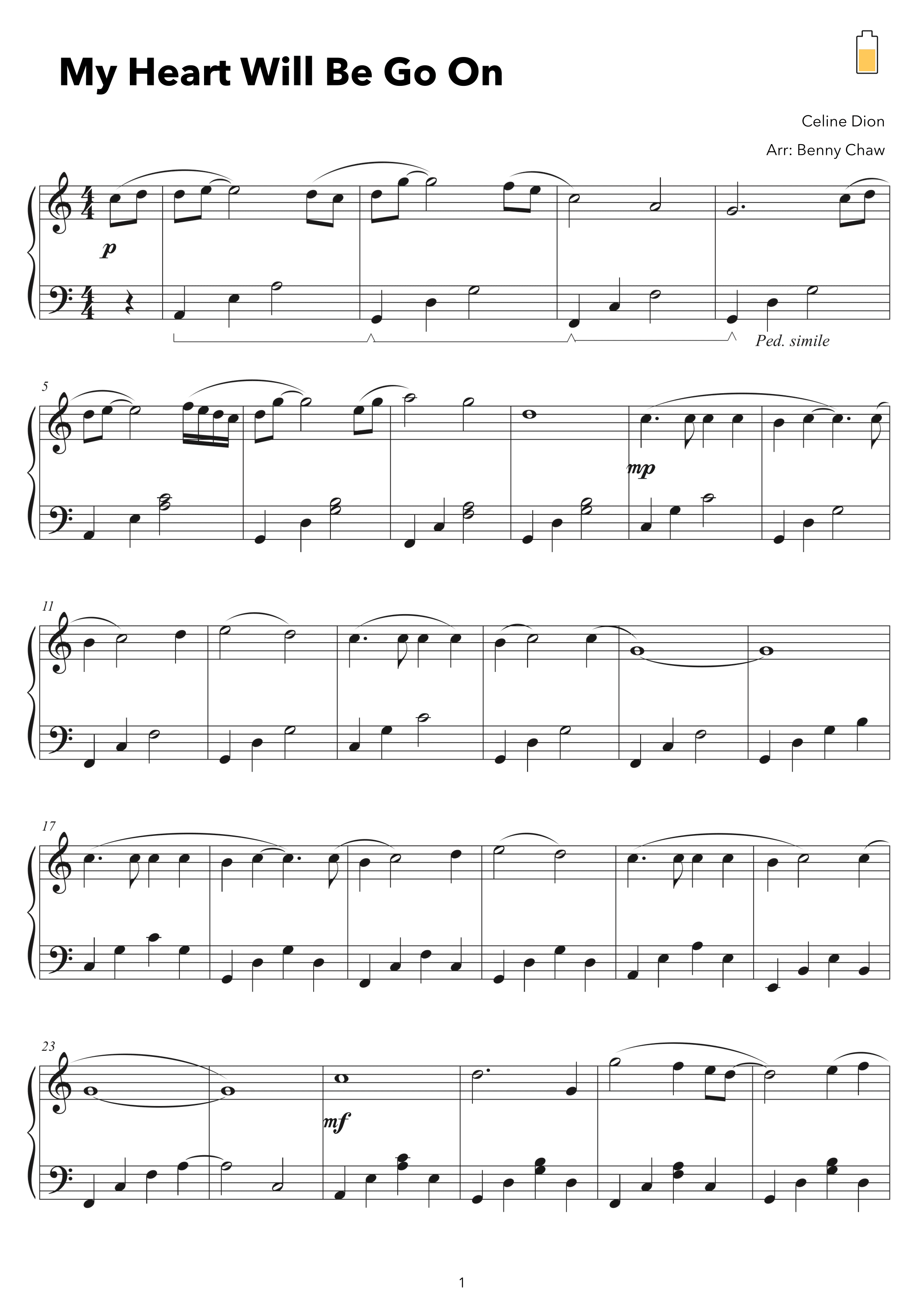 My Heart Will Go On (love Theme From 'titanic') (arr. Benny Chaw)