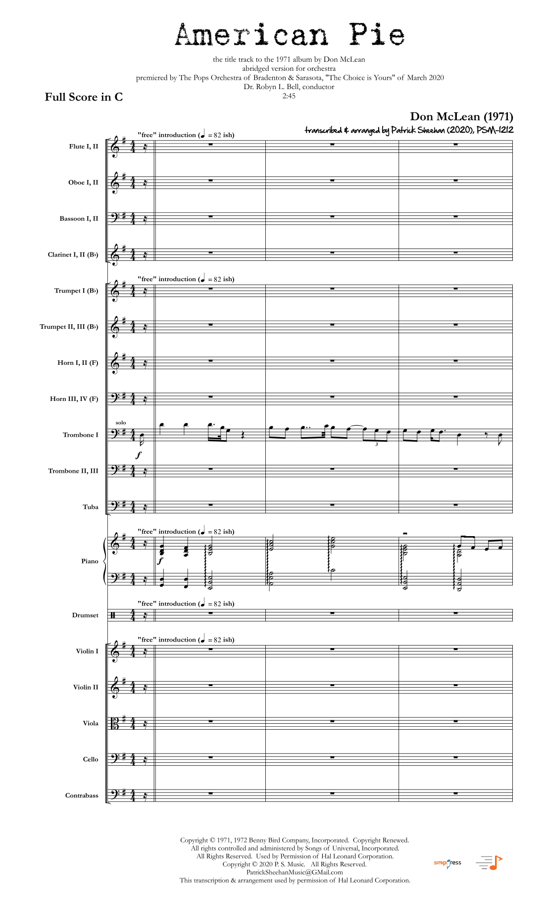 American Pie (arr. Patrick Sheehan)
