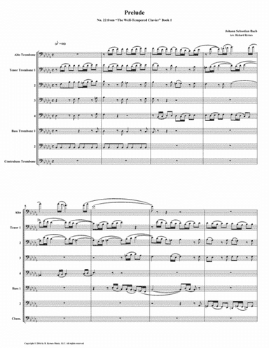 Prelude 22 from Well-Tempered Clavier, Book 1 (Trombone Octet) (arr. Richard Byrnes)