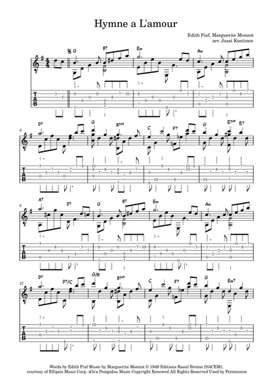 Hymne A L'amour (arr. Jussi Kontinen)