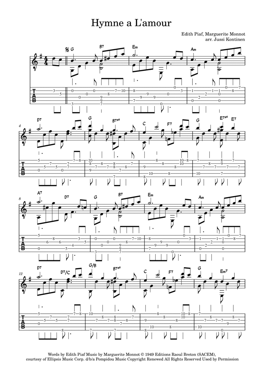 Hymne A L'amour (arr. Jussi Kontinen)