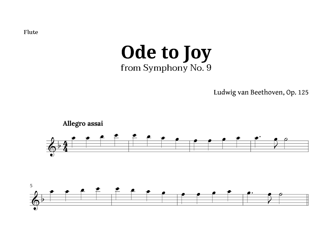 Ode to Joy by Beethoven for Flute (arr. Langanho)