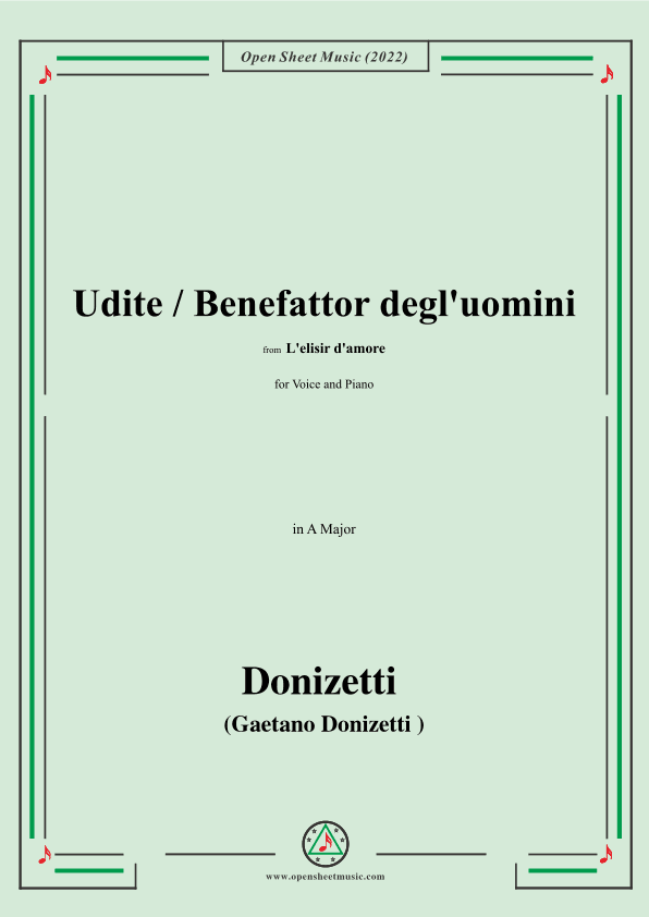 Donizetti-Udite/Benefattor degl'uomini,from L'elisir d'amore (arr. OSM Press)