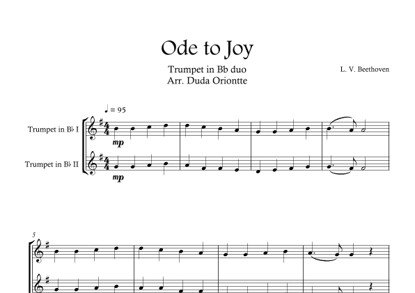 Ode the Joy ( Trumpet Duo -  Beethoven Symphony No. 9 ) BEGINNER (arr. Duda Oriontte)