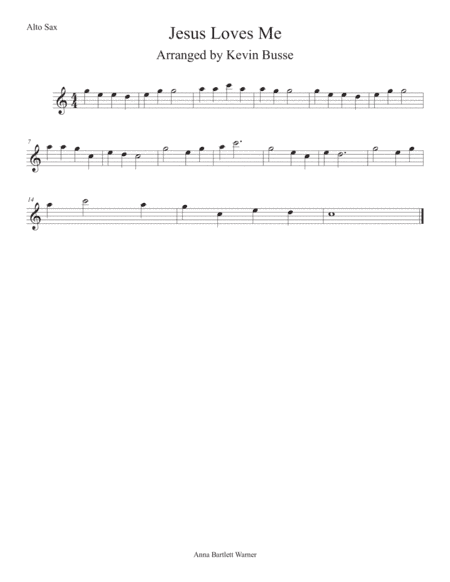 Jesus Loves Me (Easy key of C) - Alto Sax (arr. Kevin Busse)