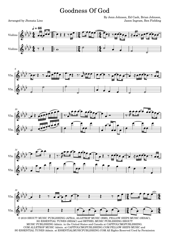 Goodness Of God (arr. Jhonata Lino)