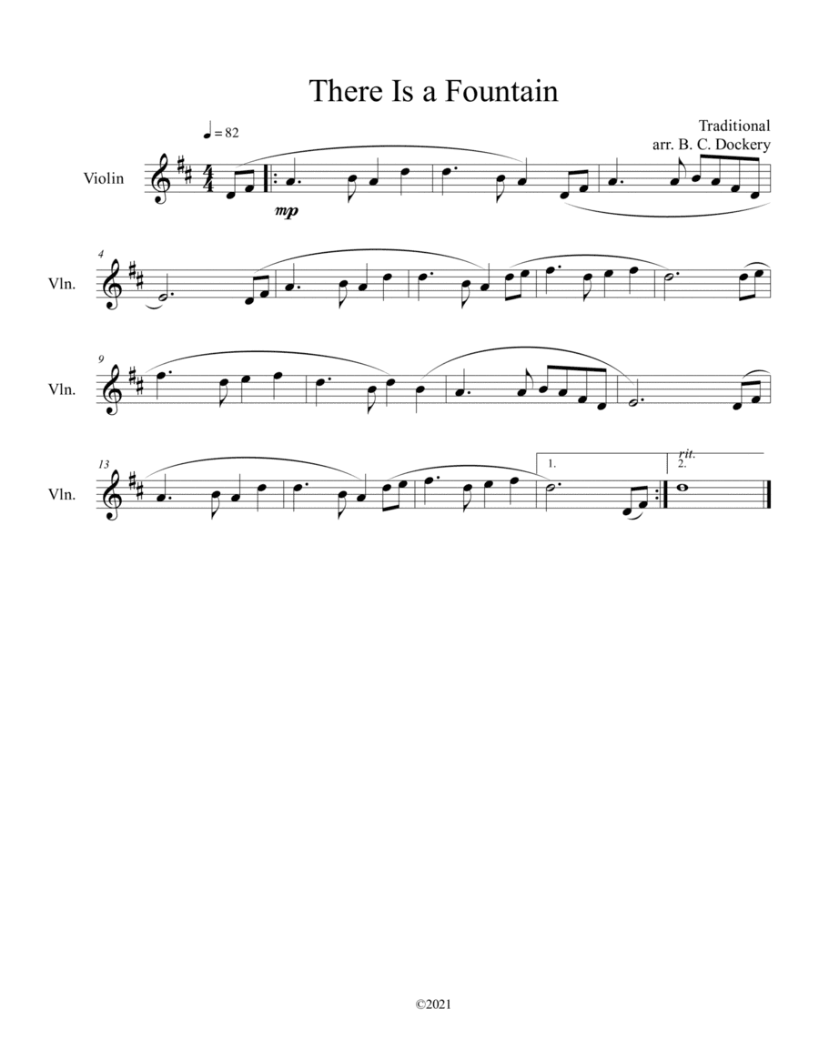 There Is a Fountain (Violin Solo) (arr. B. C. Dockery)