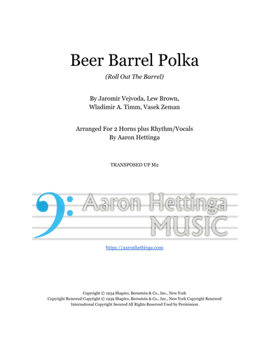 Beer Barrel Polka (roll Out The Barrel) (arr. Aaron Hettinga)
