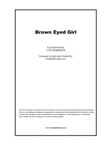Brown Eyed Girl (arr. Stephen Bulat)