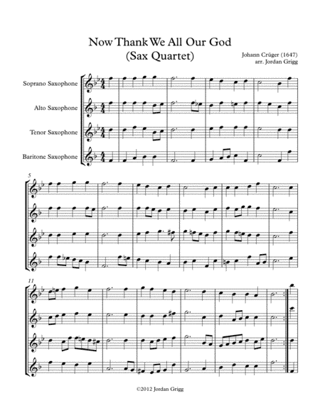 Now Thank We All Our God (Sax Quartet) (arr. Jordan Grigg)
