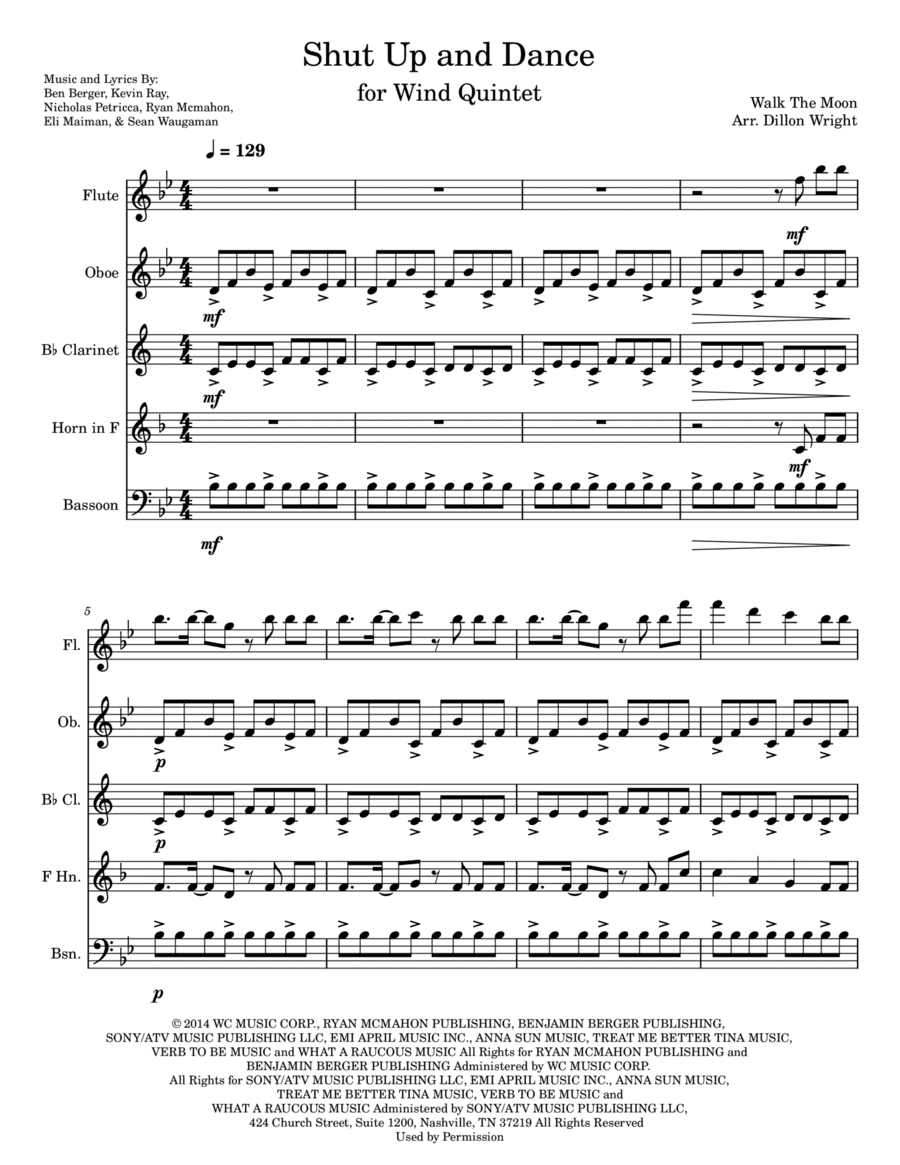 Shut Up And Dance (arr. Dillon Wright)