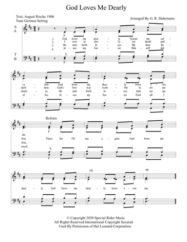 God Loves Me Dearly (arr. G. R. Dohrmann)