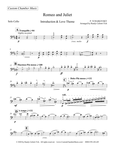 Tchaikovsky Introduction and Love Theme from "Romeo and Juliet" (solo cello or viola) (arr. Randy Calistri-Yeh)
