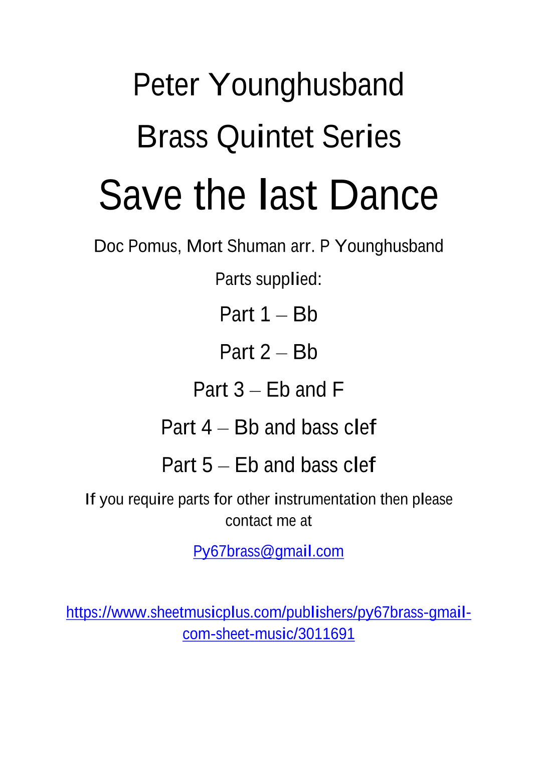 Save The Last Dance For Me (arr. Peter Younghusband)