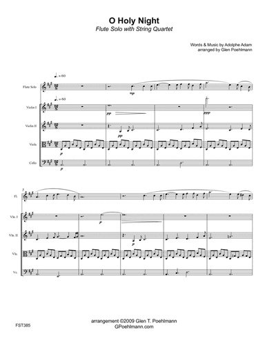O HOLY NIGHT - FLUTE SOLO with STRING QUARTET accompaniment (arr. Glen Poehlmann)