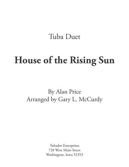 The House Of The Rising Sun (arr. Gary McCurdy, The Tubador)