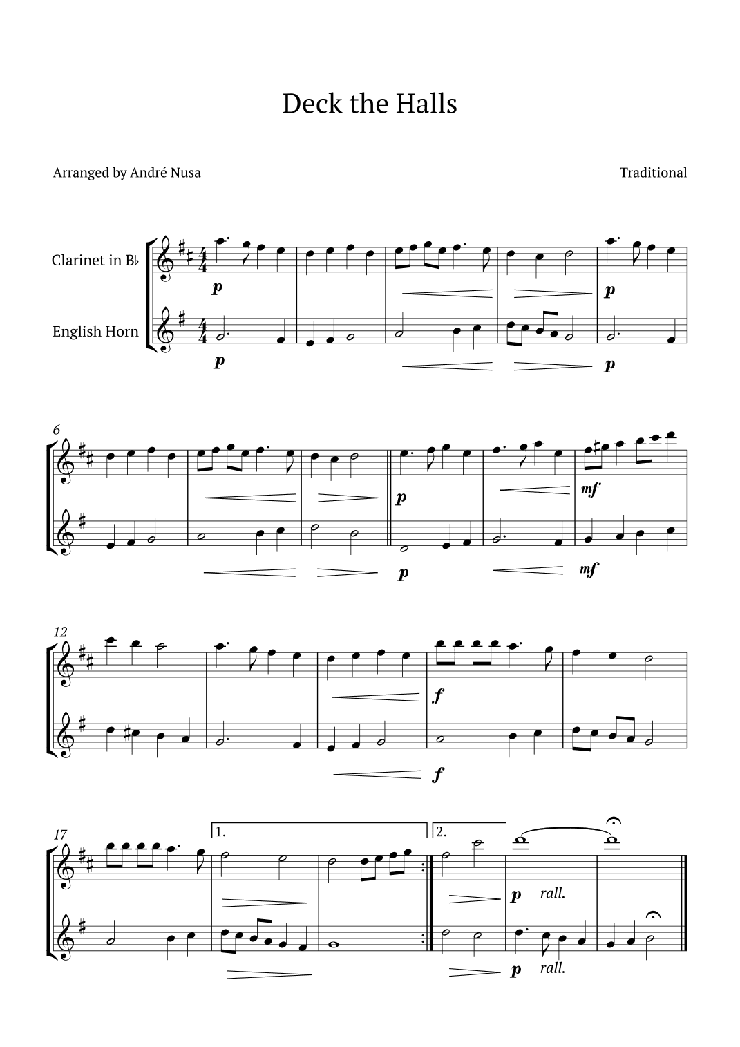 Deck the Halls (arr. André Nusa)