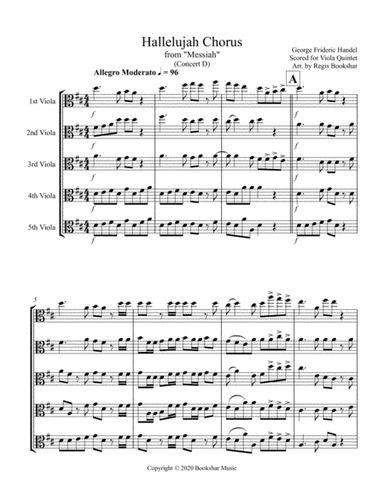 Hallelujah (from "Messiah") (D) (Viola Quintet) (arr. Regis Bookshar)
