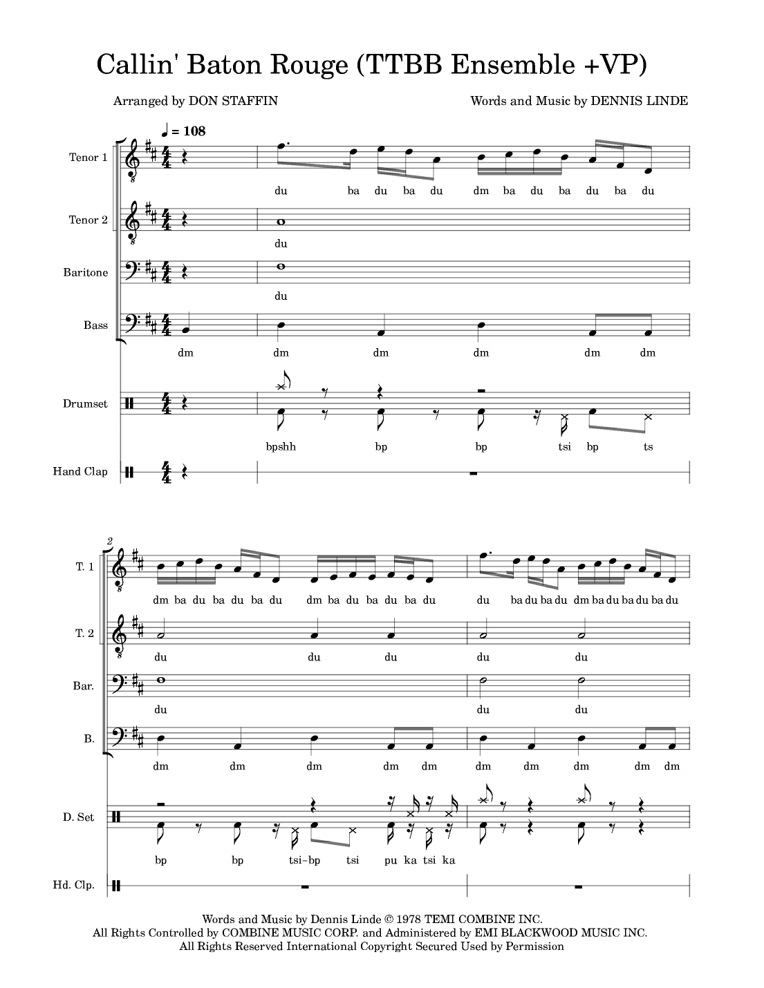 Callin' Baton Rouge (arr. Don Staffin)