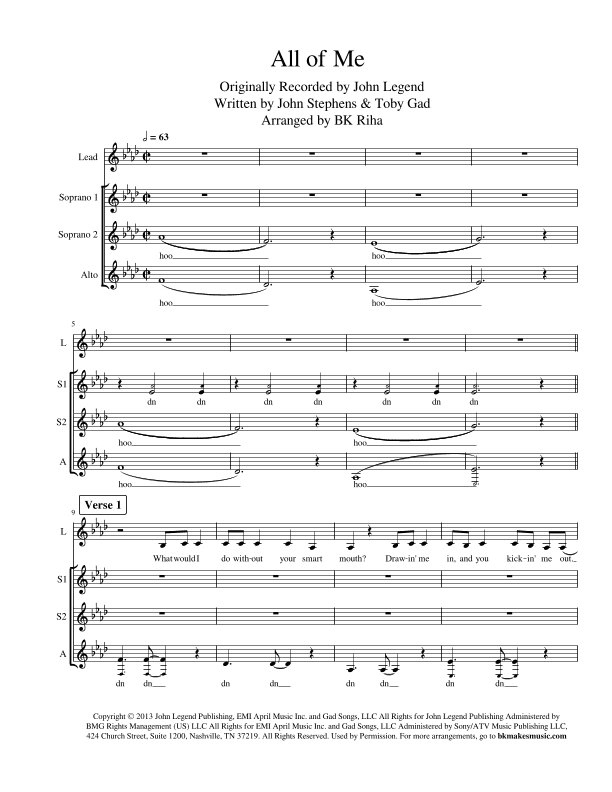 All Of Me (arr. BK Riha / Brandy Kay Riha)