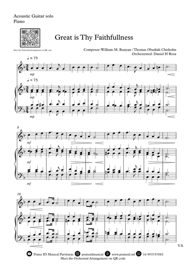 Great is Thy Faithfullness - Easy Acoustic Guitar and Piano (arr. Daniel H Rosa)