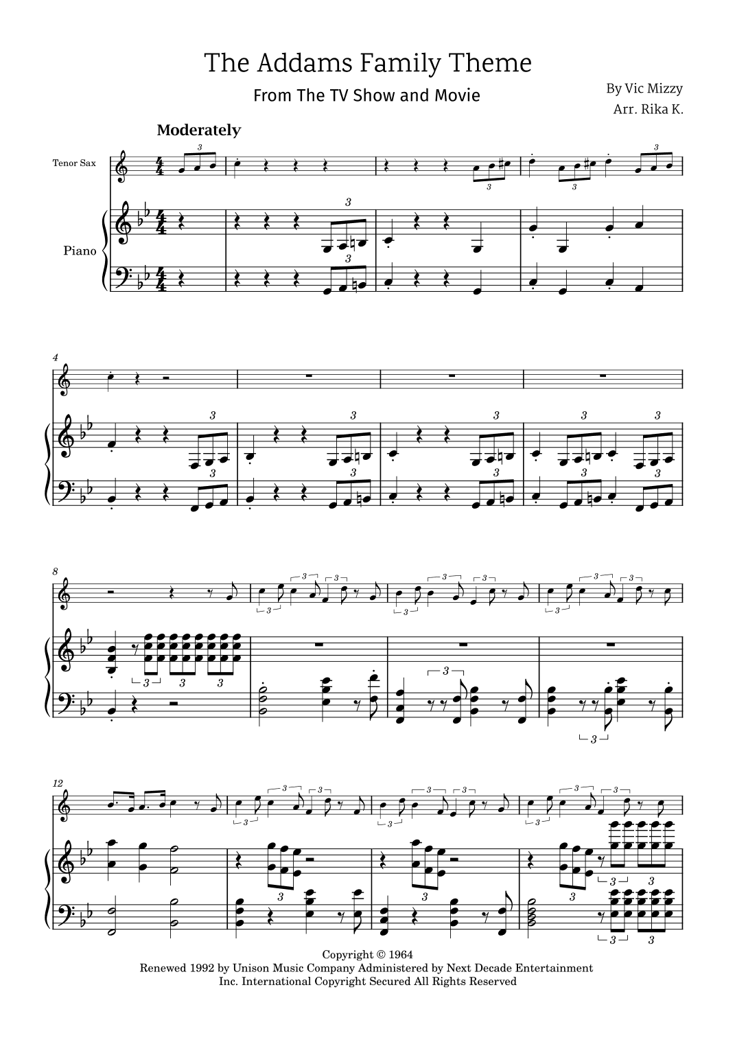 Addams Family Theme (arr. Rika K.)