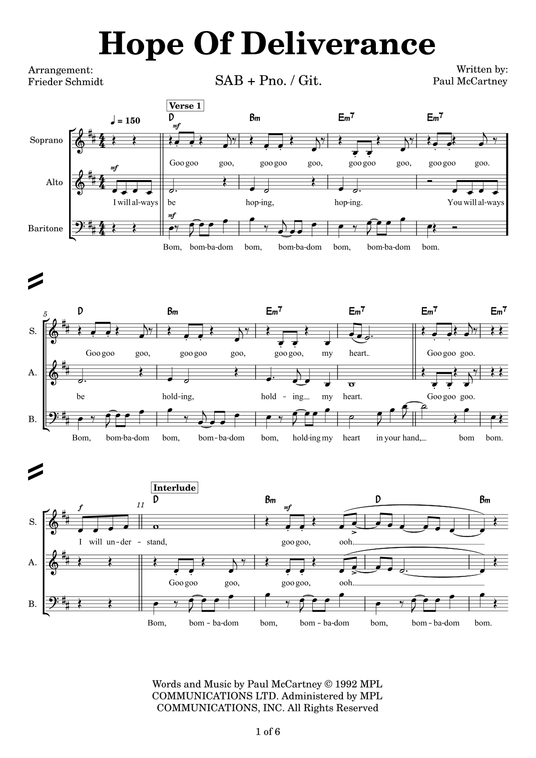 Hope Of Deliverance (arr. Frieder Schmidt)