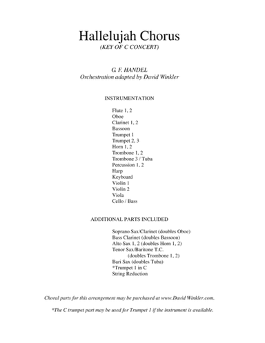 Hallelujah Chorus (orchestration, key of C) (arr. David Winkler)