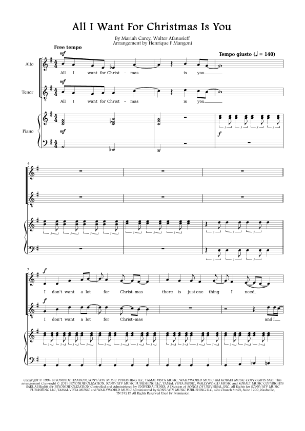 All I Want For Christmas Is You (arr. Henrique F Mangoni)