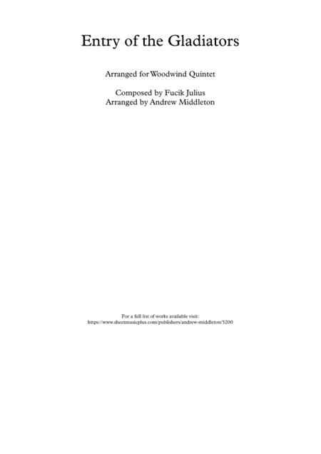 Entry of the Gladiators arranged for Wind Quintet (arr. Andrew Middleton)
